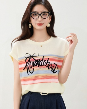Mixed colors Western style ice silk summer sweater for women