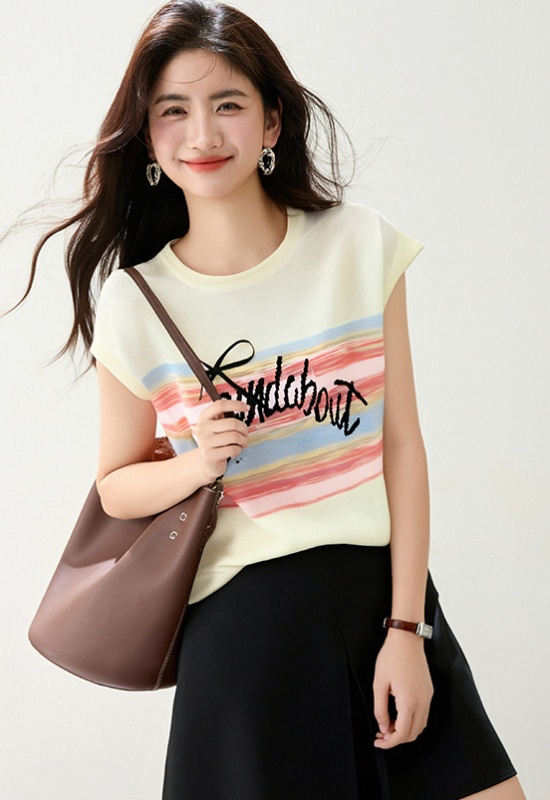 Mixed colors Western style ice silk summer sweater for women