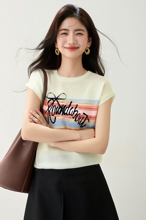 Mixed colors Western style ice silk summer sweater for women