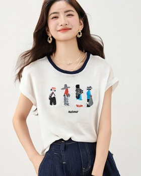 Casual embroidery T-shirt slim Korean style tops