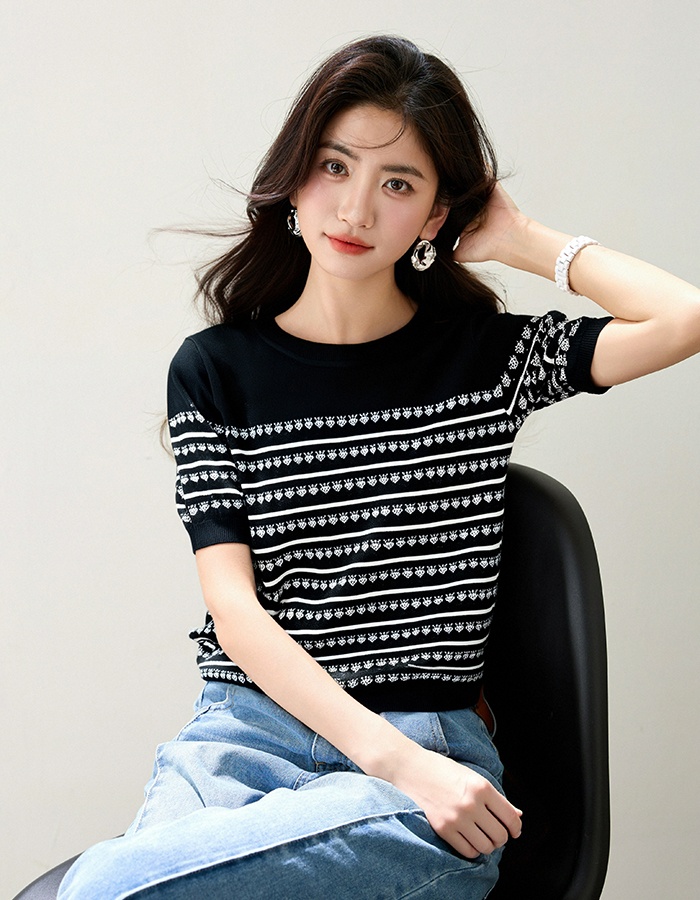 Summer strawberries sweater hollow tops for women