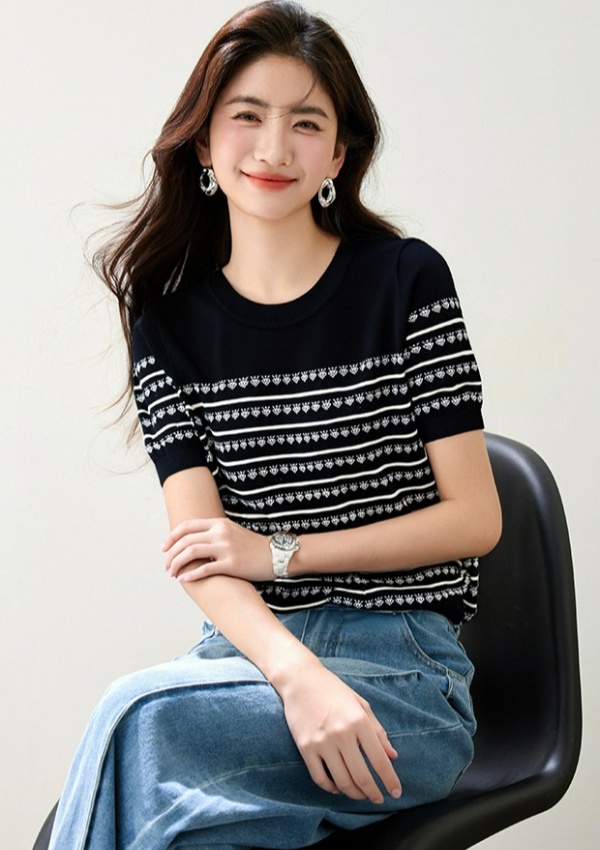 Summer strawberries sweater hollow tops for women