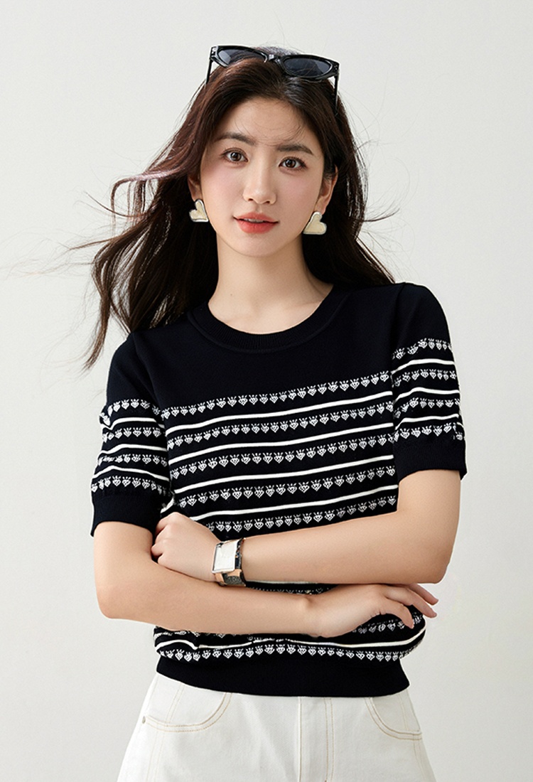 Summer strawberries sweater hollow tops for women