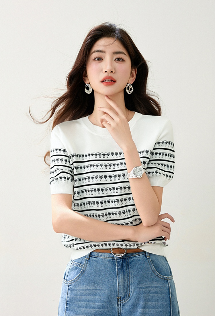 Summer strawberries sweater hollow tops for women