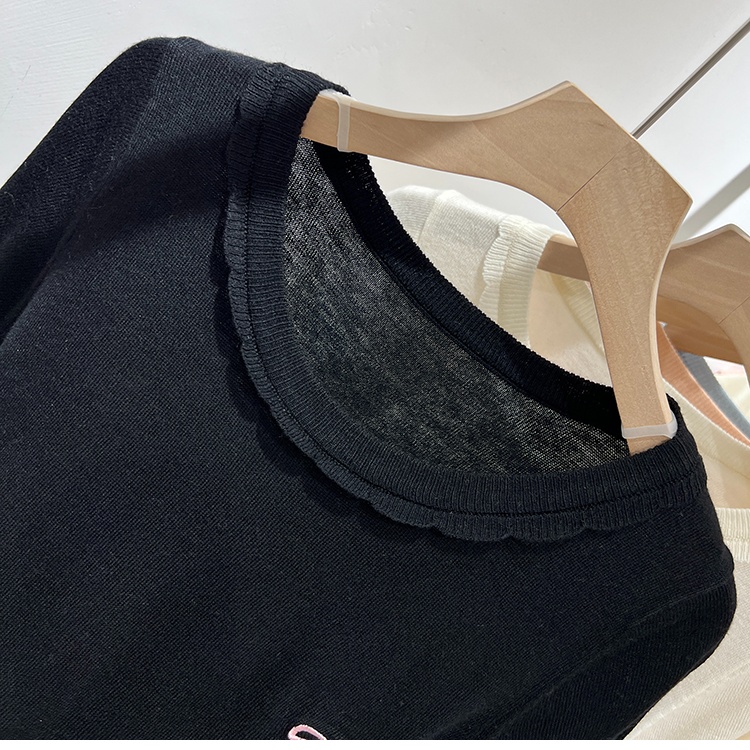 Wood ear summer ice silk splice T-shirt for women