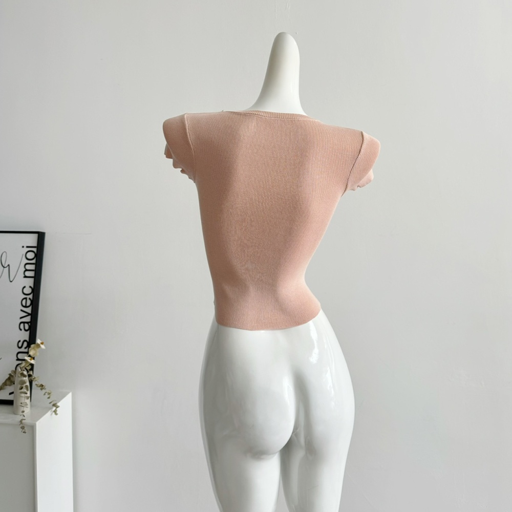 Stitching diamond ice silk tops basis T-shirt for women