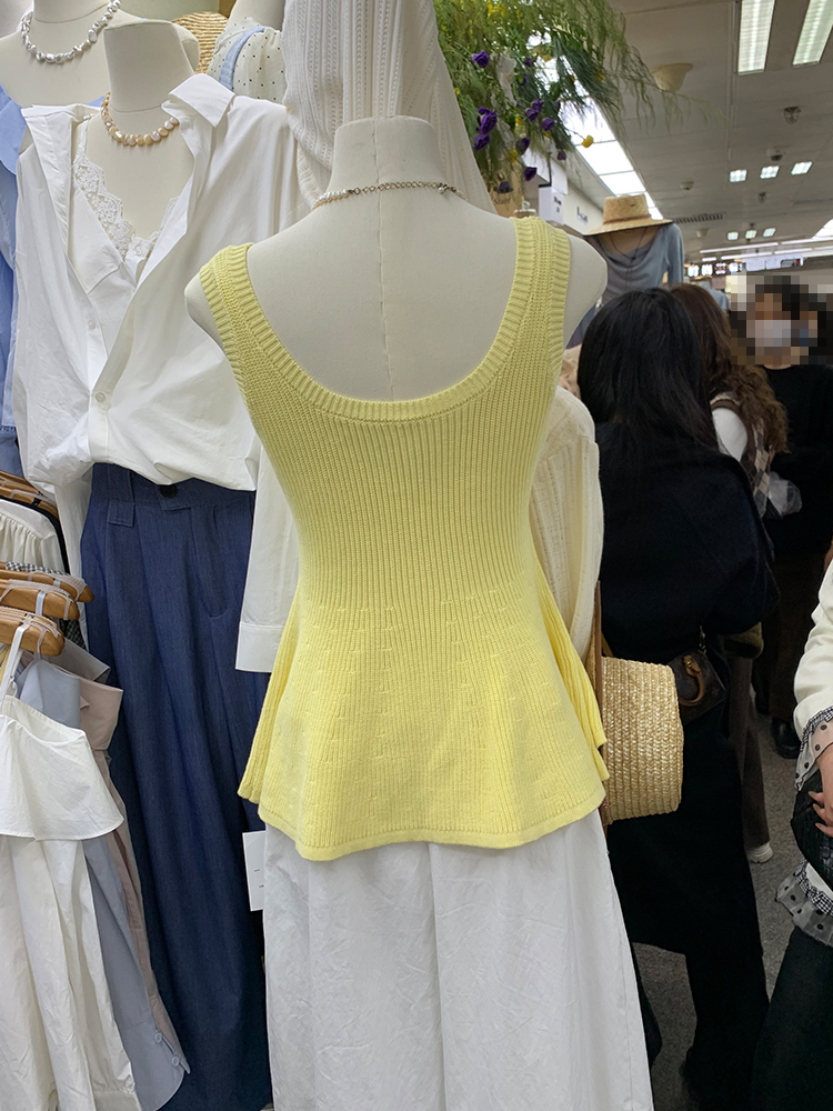 Sling all-match knitted tops pure mermaid slim vest for women