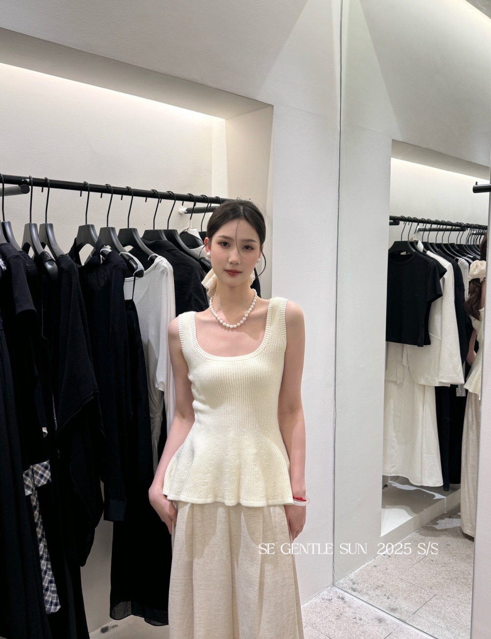 Sling all-match knitted tops pure mermaid slim vest for women