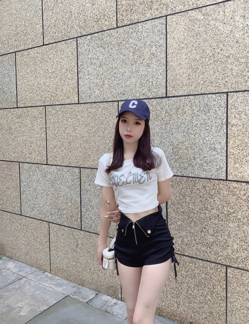 High waist tight straight bottoming slim shorts