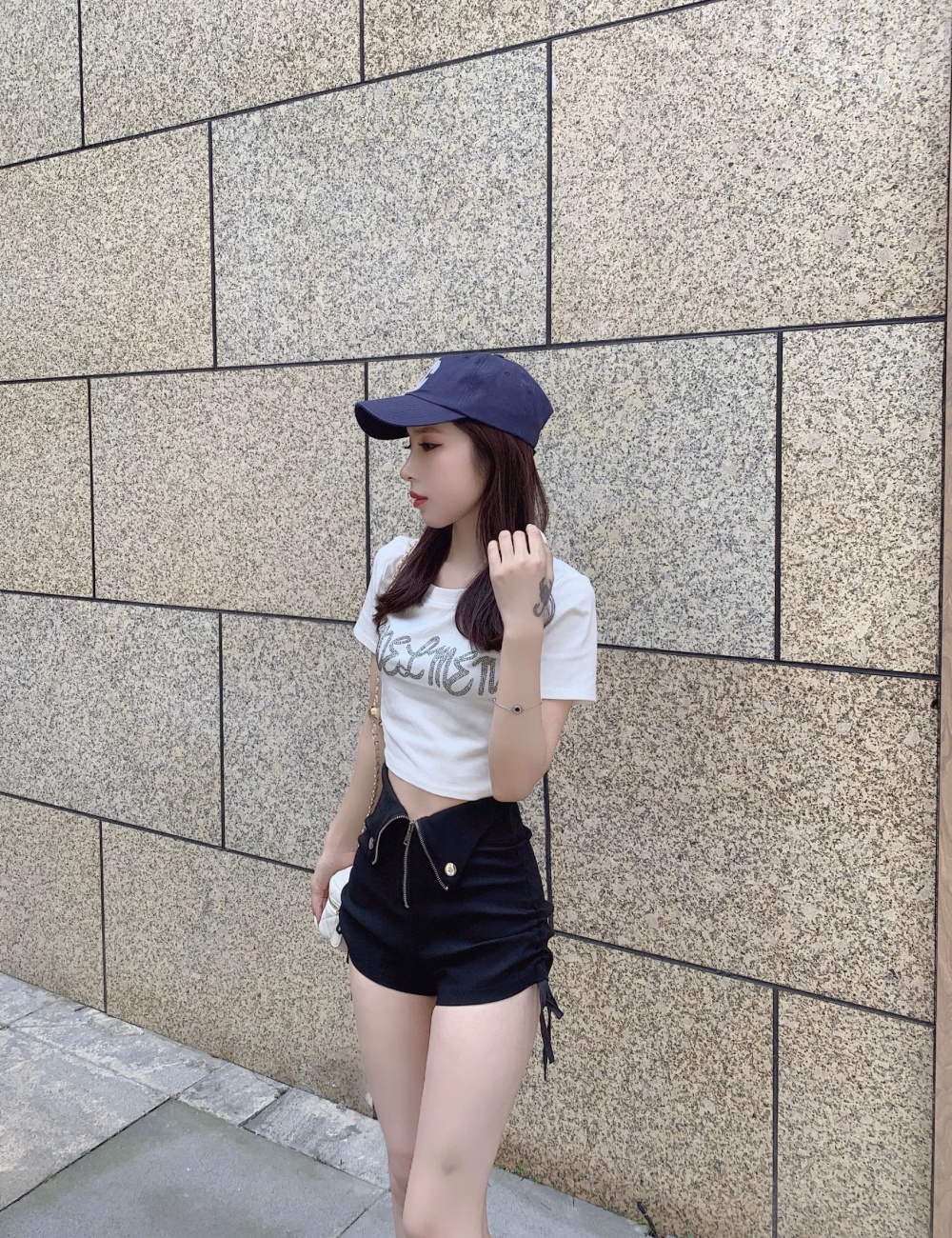 High waist tight straight bottoming slim shorts