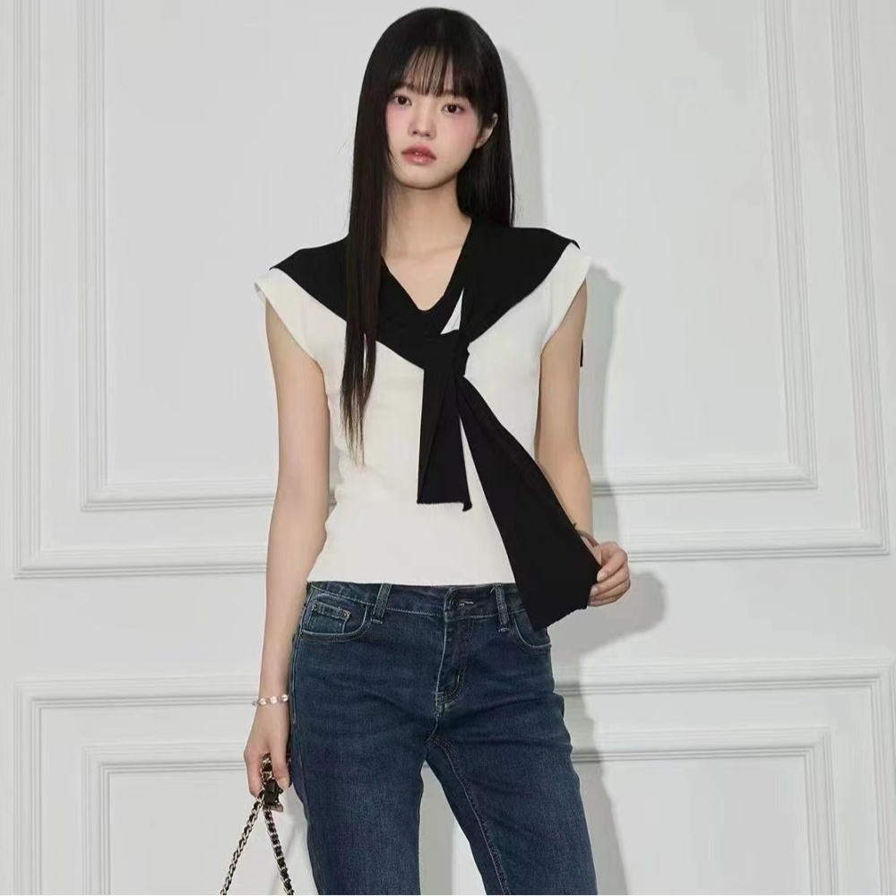 All-match short tops boats sleeve shawl for women