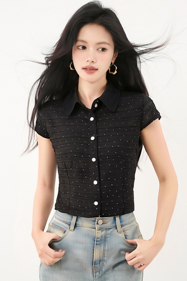 Lace temperament tops short sleeve shirt