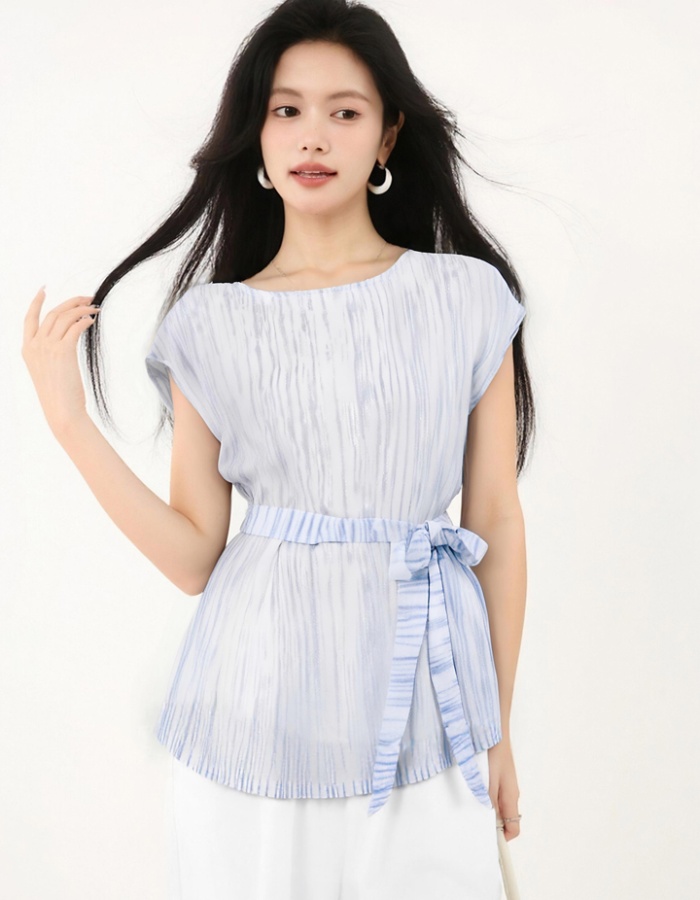 Pinched waist tops France style small shirt for women