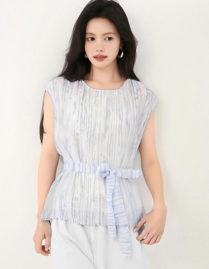 Pinched waist tops France style small shirt for women