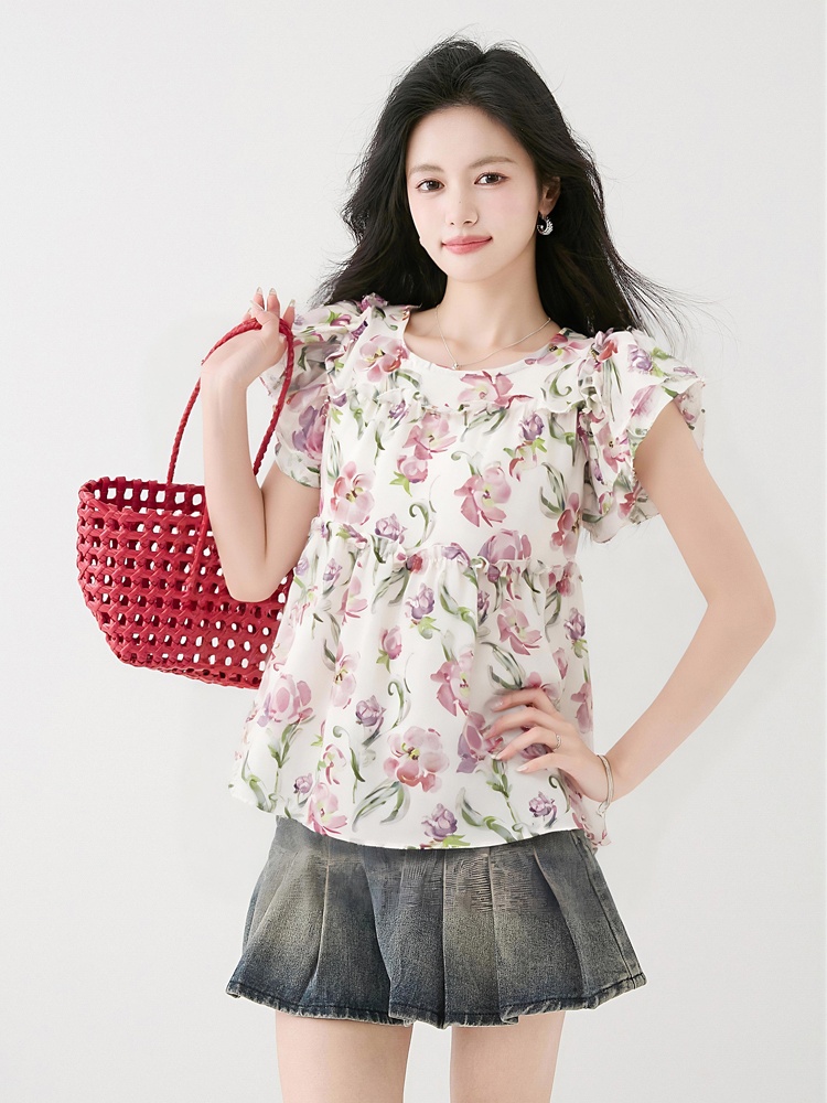 France style retro doll shirt loose small shirt