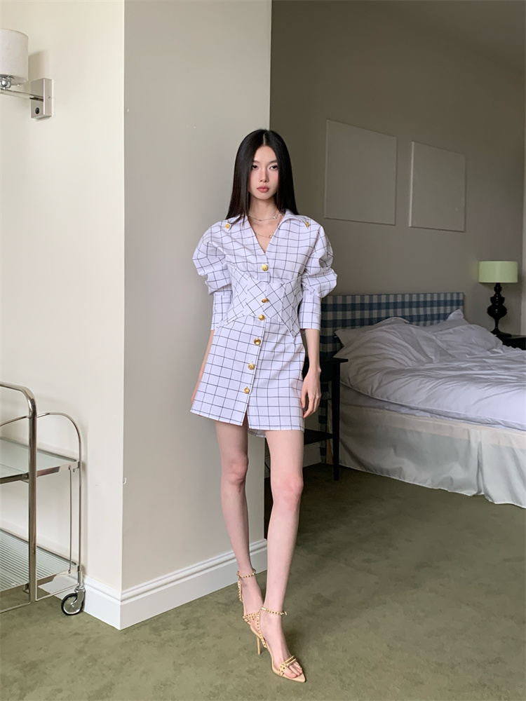 Retro pinched waist summer shirt slim A-line T-back