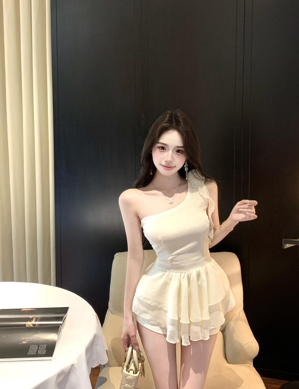 Elegant flowers tops sweet chiffon shirt for women