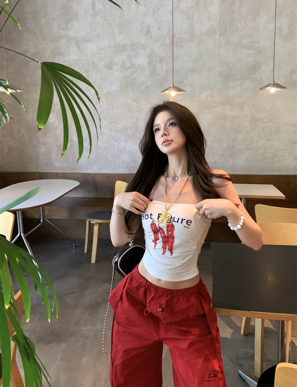 Wrapped chest long pants summer tops a set for women