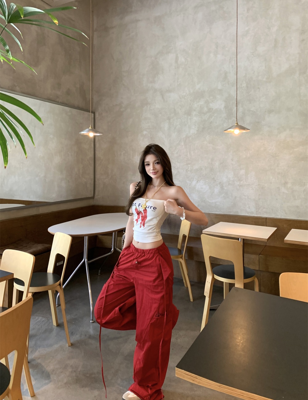 Wrapped chest long pants summer tops a set for women