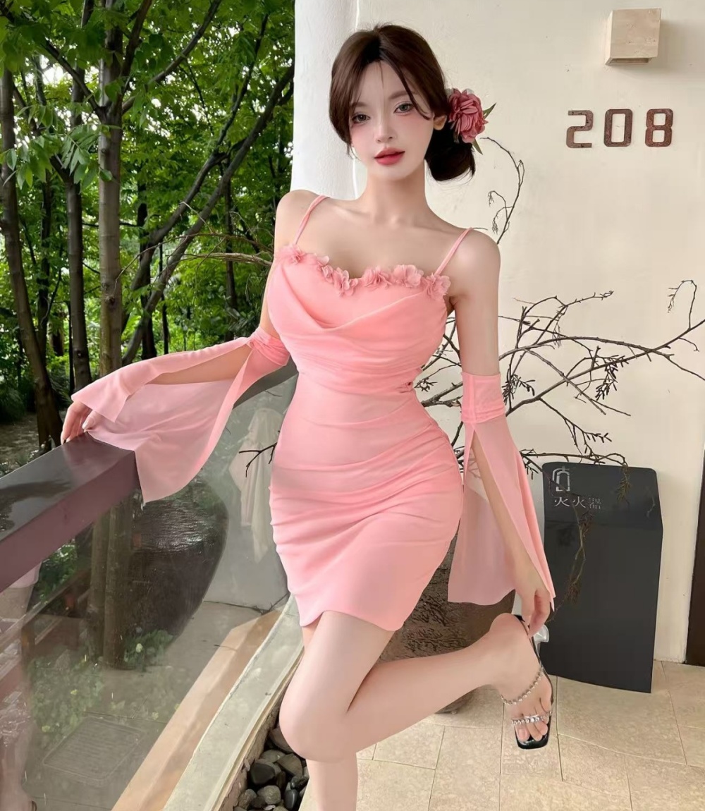 Lady splice gauze pure sling dress