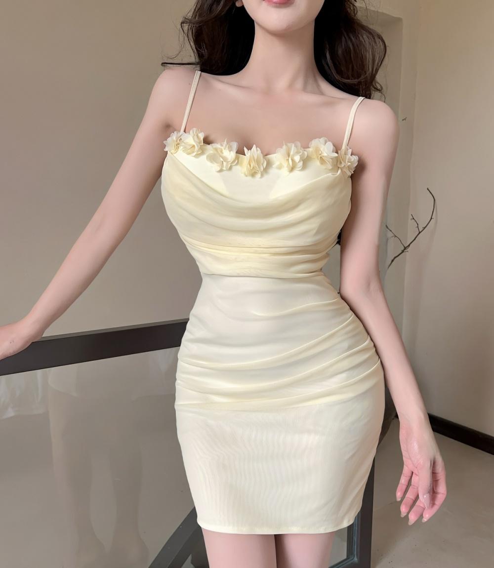 Lady splice gauze pure sling dress