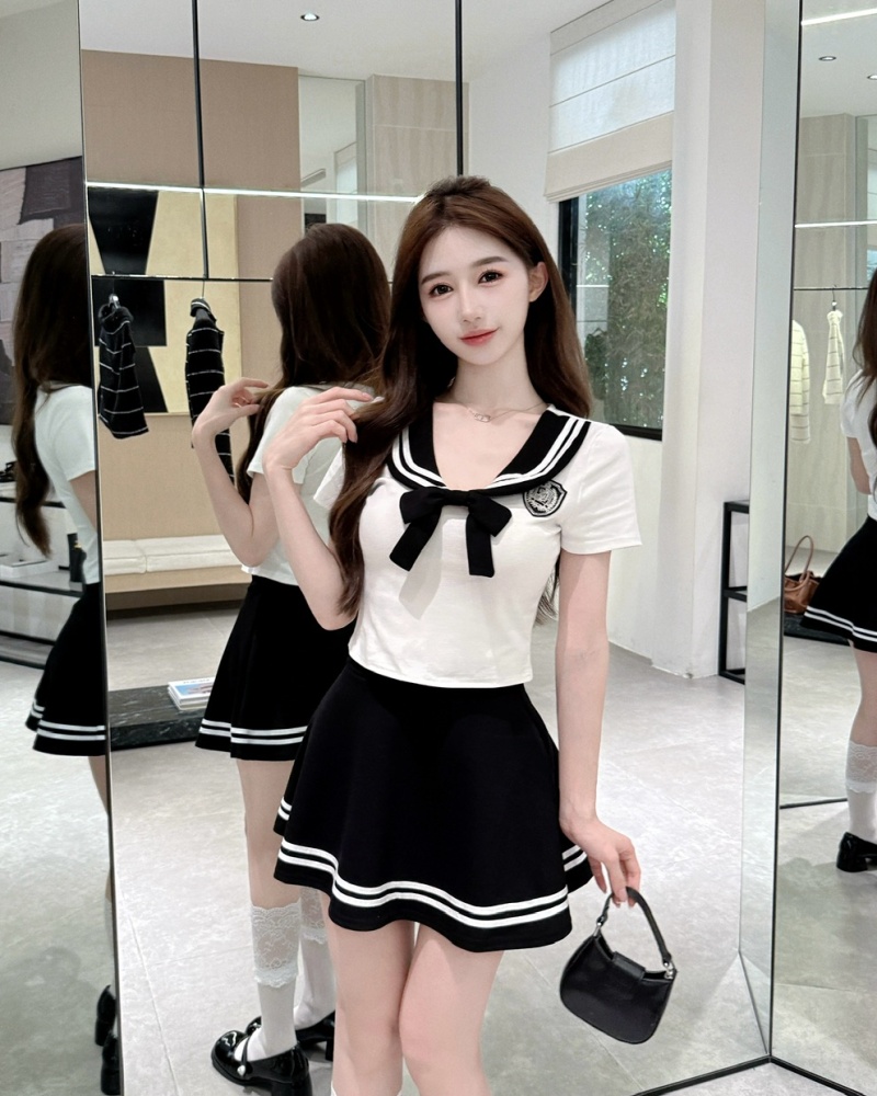 Enticement slim tops college style uniform a set