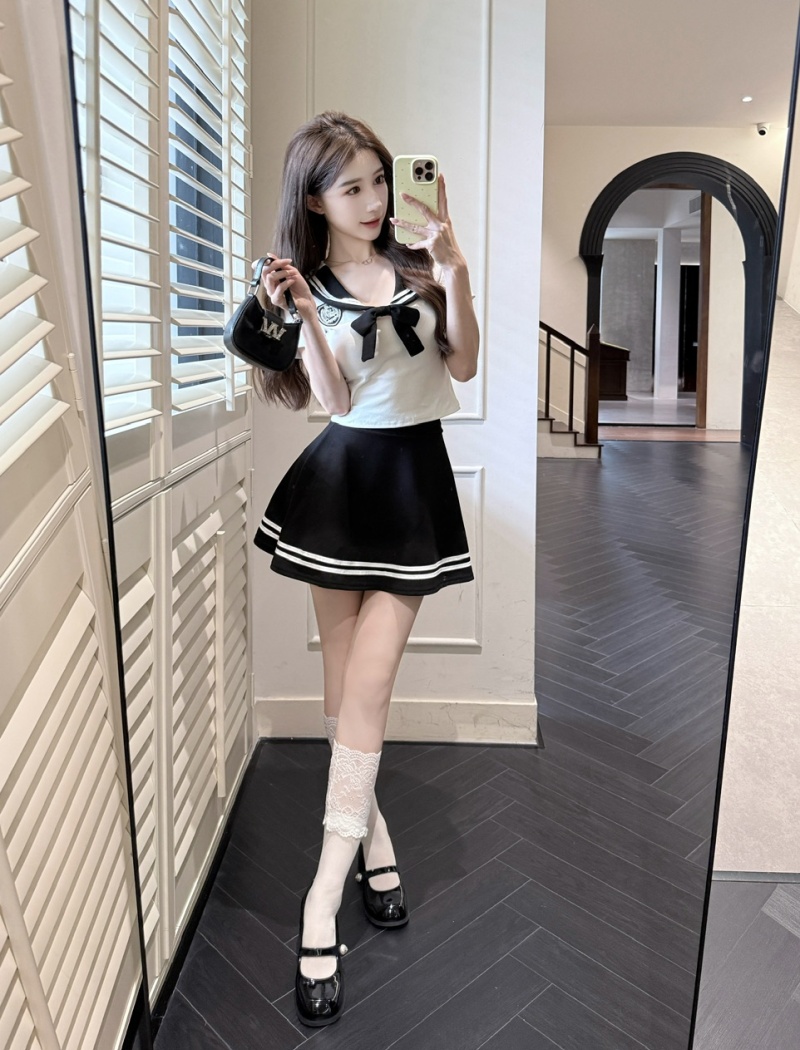 Enticement slim tops college style uniform a set