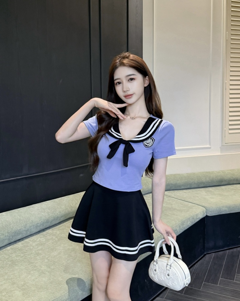 Enticement slim tops college style uniform a set