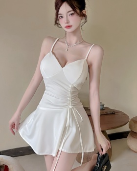 Slim strapless low-cut pinched waist spicegirl T-back