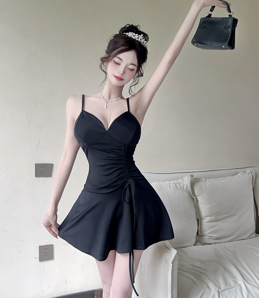 Slim strapless low-cut pinched waist spicegirl T-back