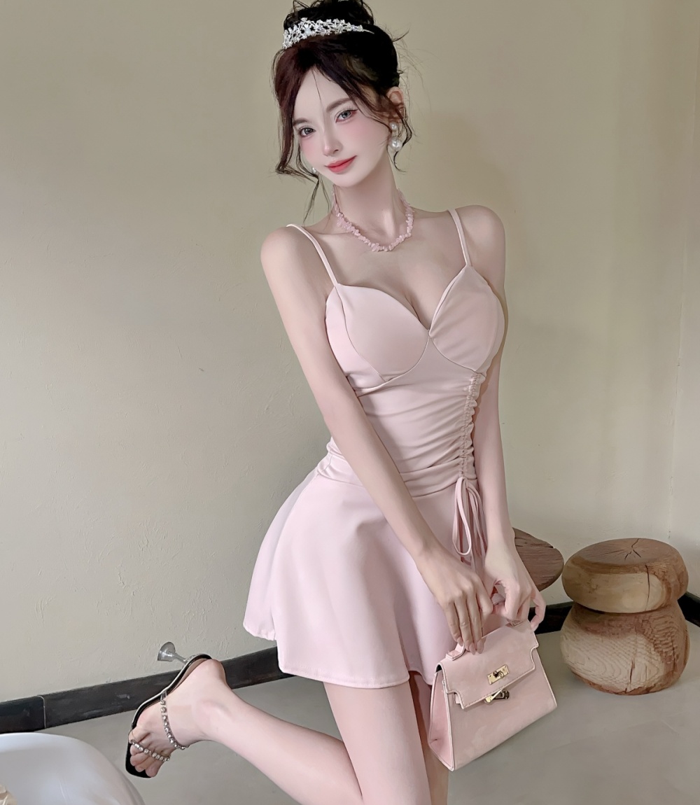 Slim strapless low-cut pinched waist spicegirl T-back