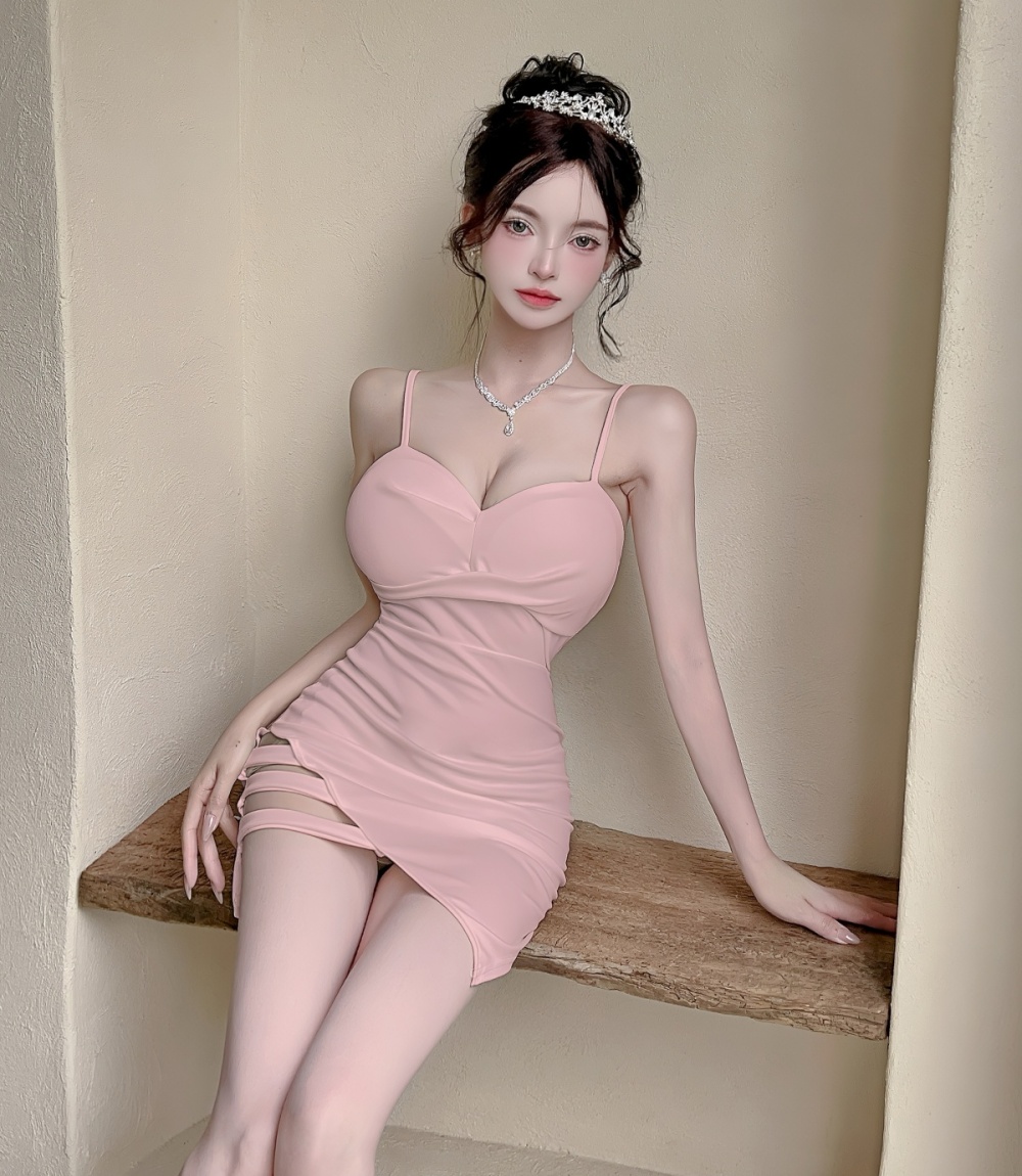 Sling simple low-cut T-back ladies sexy dress