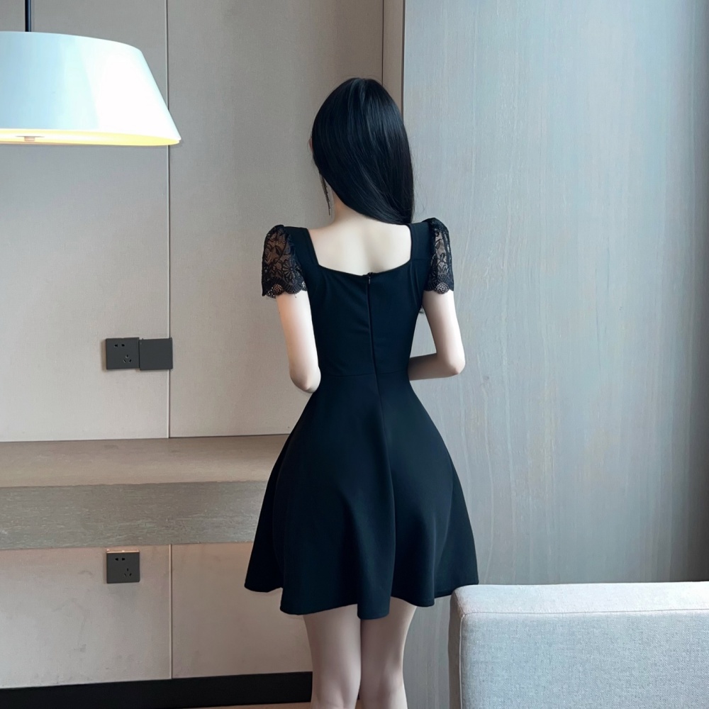Sexy stereoscopic lace splice big bow summer dress