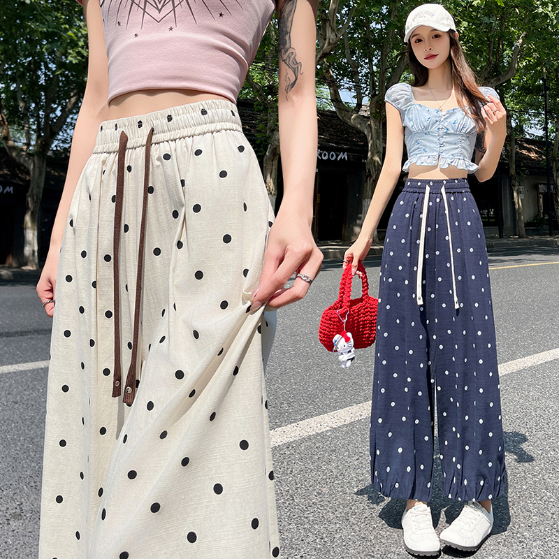High waist ice silk wide leg pants summer bloomers