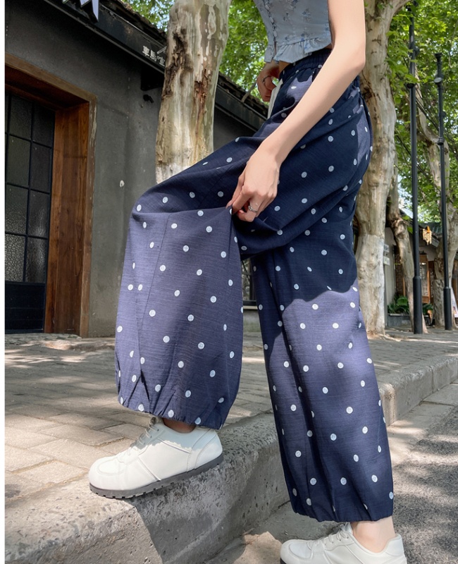 High waist ice silk wide leg pants summer bloomers