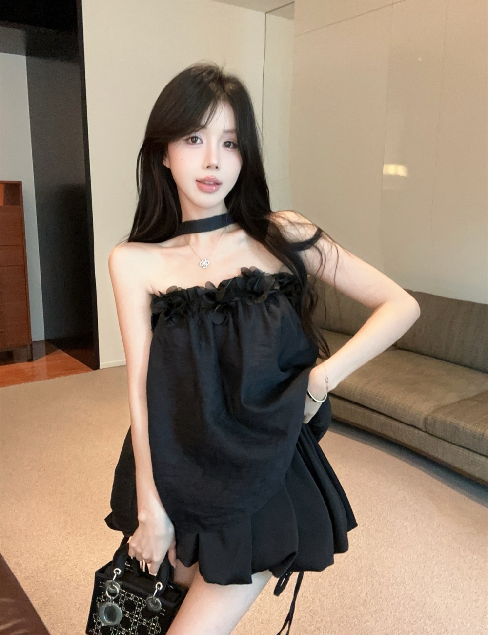 Stereoscopic summer small shirt flat shoulder tops