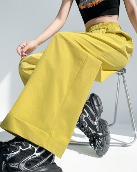 Straight nine pants high waist wide leg pants for women