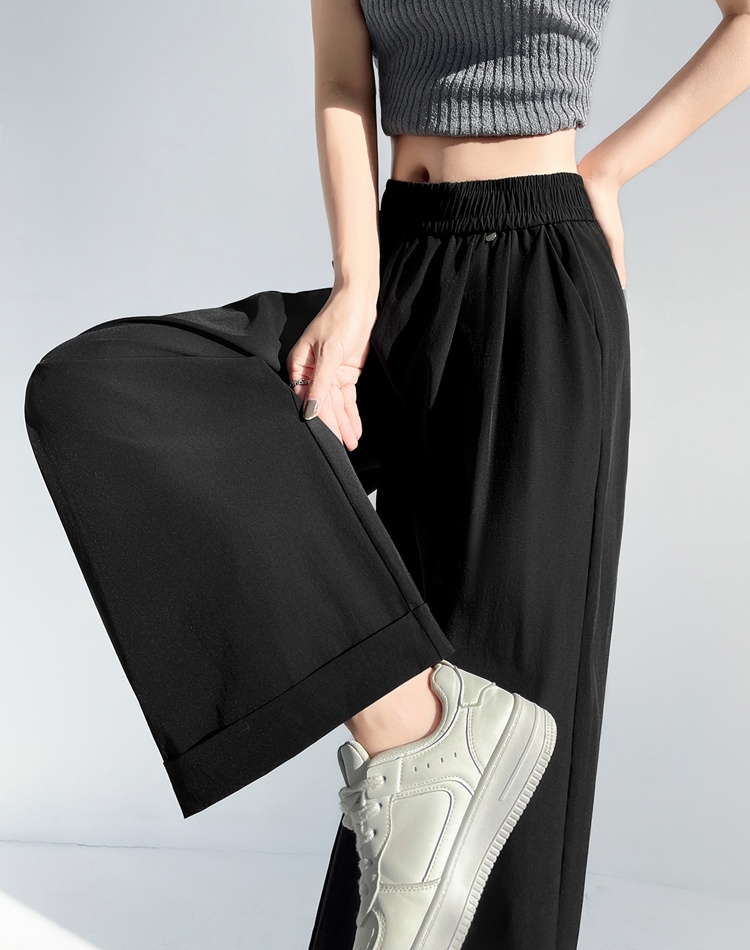 Straight nine pants high waist wide leg pants for women