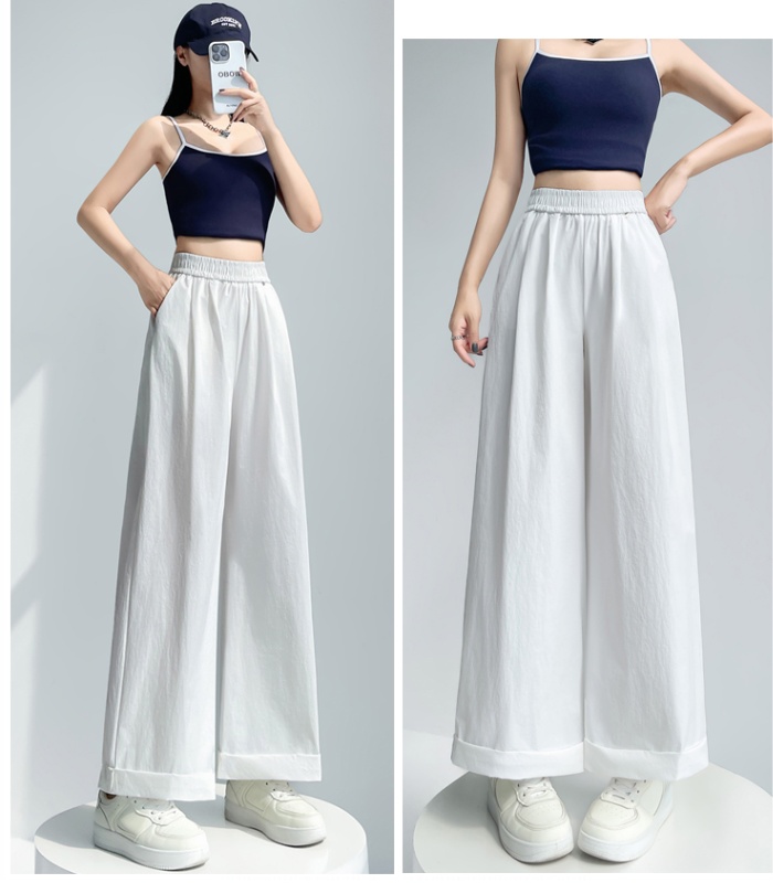 Straight nine pants high waist wide leg pants for women