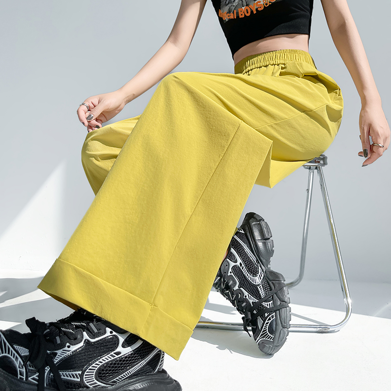 Straight nine pants high waist wide leg pants for women