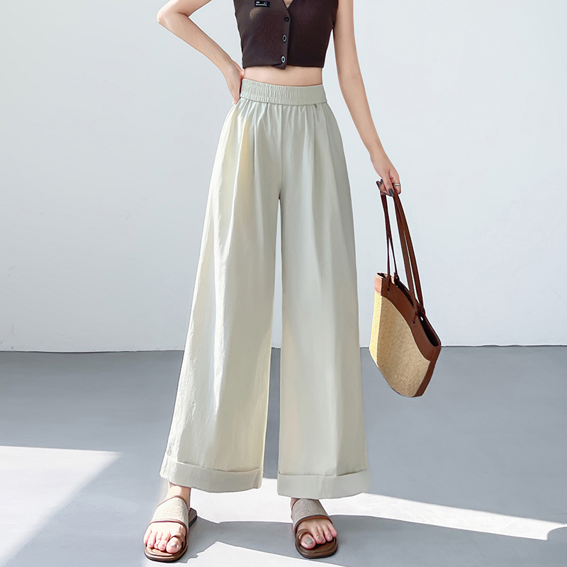 Straight nine pants high waist wide leg pants for women