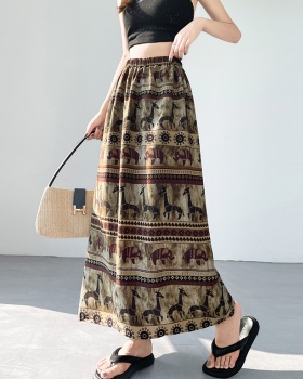 High waist elastic all-match retro summer skirt