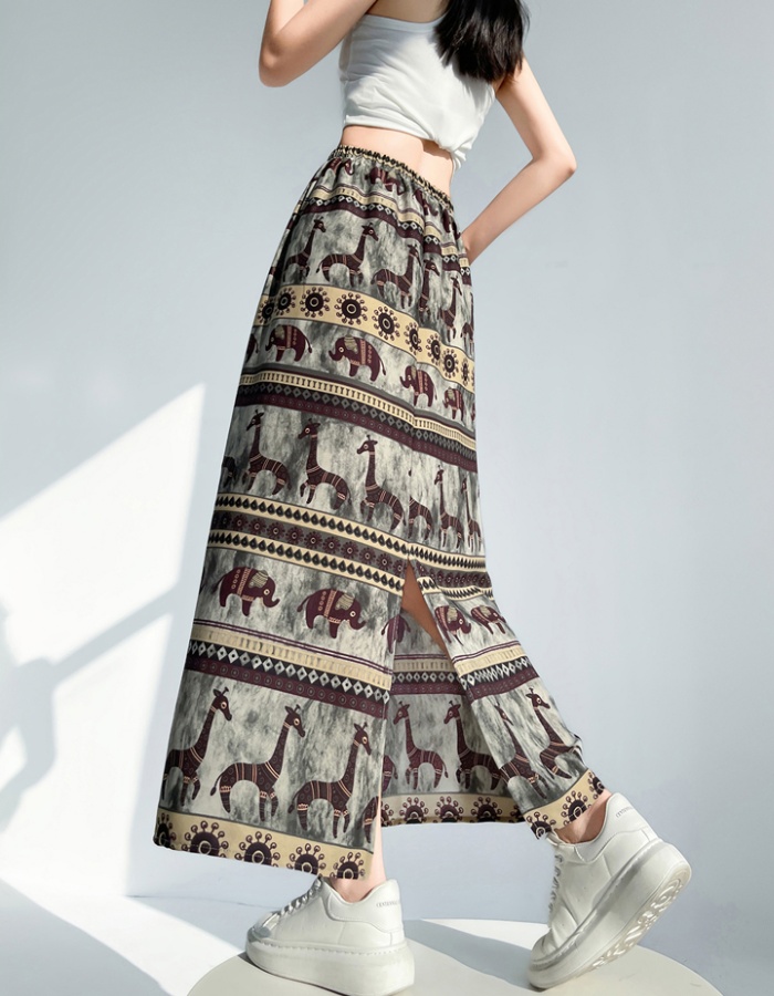 High waist elastic all-match retro summer skirt