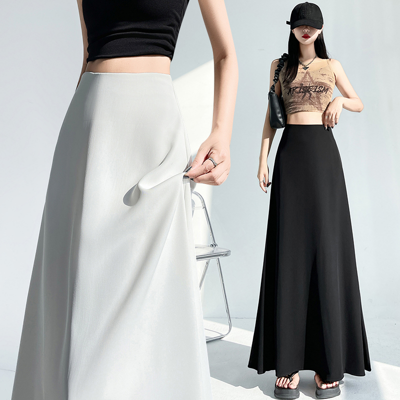 Ice silk high waist slim business suit drape summer skirt