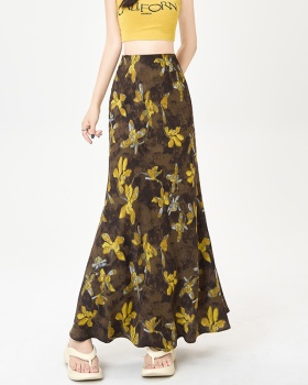 Summer long slim mermaid package hip floral skirt