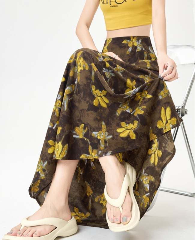 Summer long slim mermaid package hip floral skirt