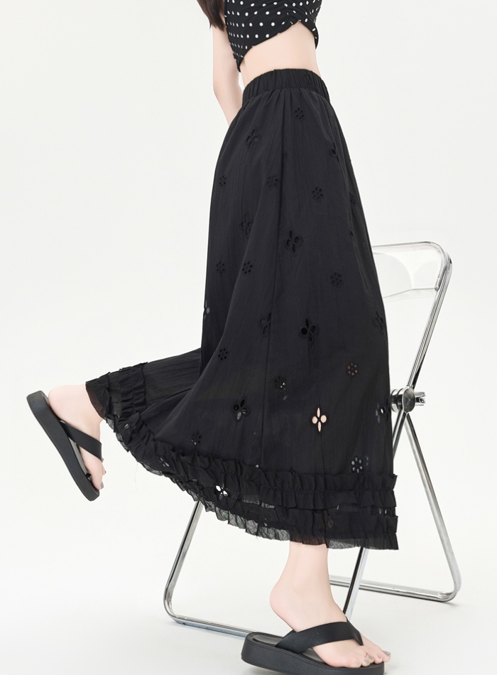 Cake tender ice silk skirt hollow A-line lace long dress