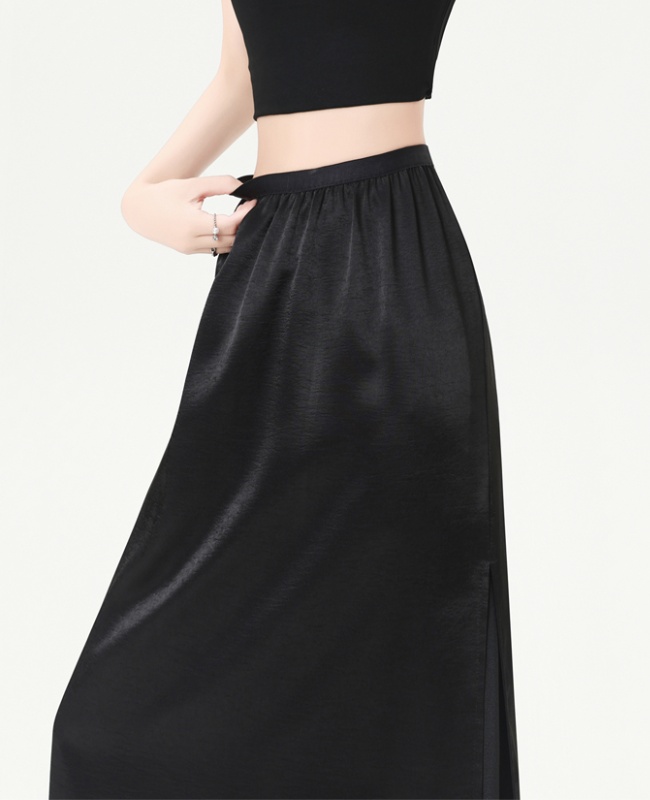 Satin package hip summer high waist straight temperament skirt