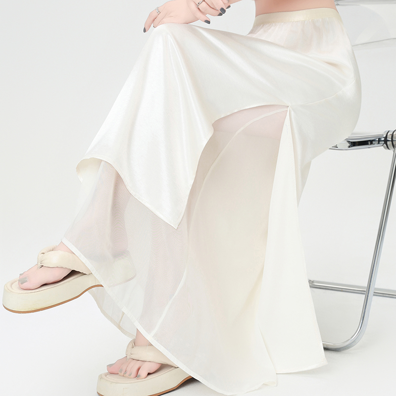 Satin package hip summer high waist straight temperament skirt