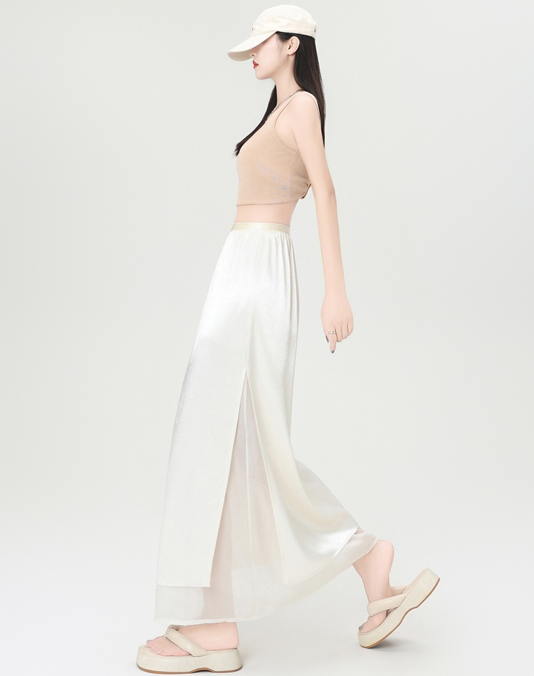 Satin package hip summer high waist straight temperament skirt